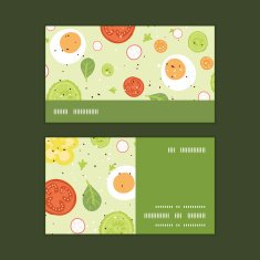 Vector fresh salad horizontal stripe frame pattern business cards set