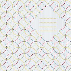 Text frame Traditional Japanese Embroidery Ornament with circles