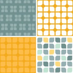 Vector abstract gray yellow rounded squares set of four marching N2