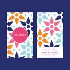 Vector abstract colorful stars vertical round frame pattern business cards