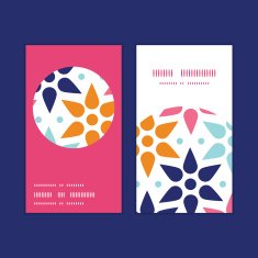 Vector abstract colorful stars vertical round frame pattern business cards N2