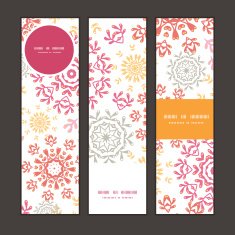 Vector folk floral circles abstract vertical banners set pattern background N2