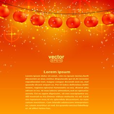 Festive orange background with garland of Chinese lanterns