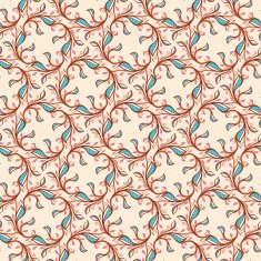 floral pattern with pink and blue leaves