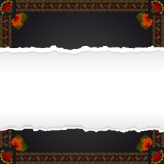 Torn black paper with flowers eps10 N2
