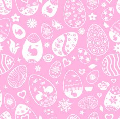 Seamless pattern of Easter eggs white on pink