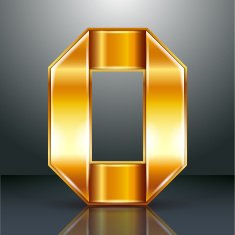 Number metal gold ribbon - zero