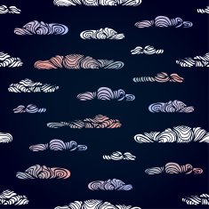 Seamless pattern with ornamental clouds on a blue background N2