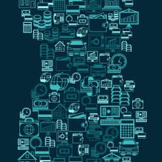 Seamless pattern of banking icons