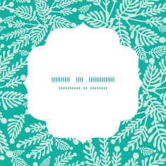Vector emerald green plants circle frame seamless pattern background