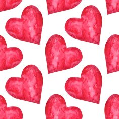 Watercolor Valentines day seamless pattern with red hearts N2