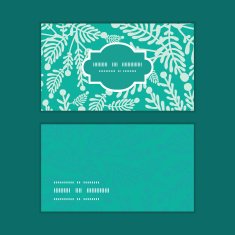 Vector emerald green plants horizontal frame pattern business cards set