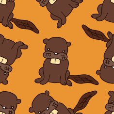 Cartoon beaver seamless pattern N2