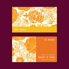 Vector golden art flowers horizontal stripe frame pattern business cards N2