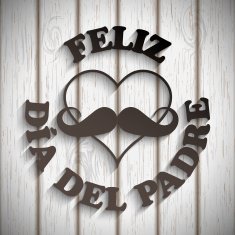 heart with a mustache and text feliz dia del padre