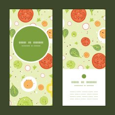 Vector fresh salad vertical round frame pattern invitation greeting cards