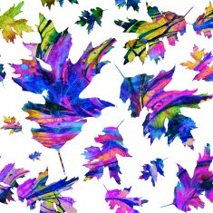 Seamless texture with colored watercolor maple leaves N22