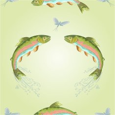Seamless texture American trout jumps vector