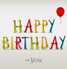 Happy birthday card with folded colored paper