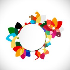 abstract colorful floral shape concept and blank circle for text