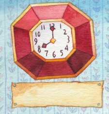 Series of watercolors Wall clock with a banner for text N2