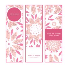 Vector pink abstract flowers vertical banners set pattern background N2