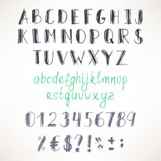 gray and green hand-drawn font N2