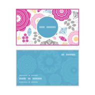 Vector vibrant floral scaterred vertical round frame pattern business cards N2