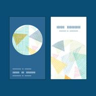Vector abstract fabric triangles vertical round frame pattern business cards N3
