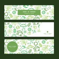 Vector ecology symbols horizontal banners set pattern background N2