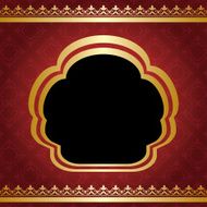 red vintage background with golden frame and gradient - vector