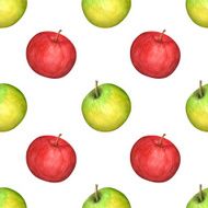 Watercolor seamless pattern with apples