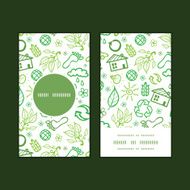 Vector ecology symbols vertical round frame pattern business cards set N3