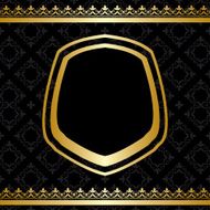 golden frame and decorations on black background - vector