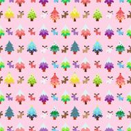 Christmas theme pinetree and reindeer sweety seamless pattern N2