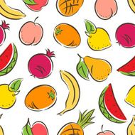 seamless colored stylized fruit