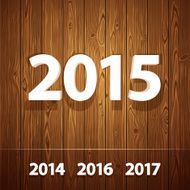 Simple 3D 2015 on Wooden Background