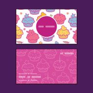 Vector colorful cupcake party vertical round frame pattern business cards N3