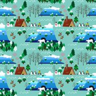 Christmas theme landscape seamless pattern N2