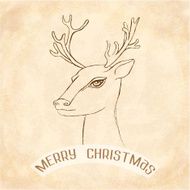 New year and Merry Christmas Reindeer in sketch style