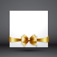 Invitation card with Gold holiday ribbon and bow