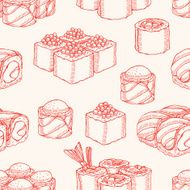 seamless background with sketch sushi