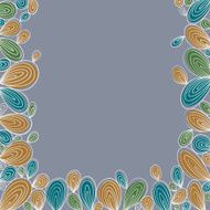 Floral bright hand drawn curly framing on grey background