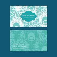 Vector soft peacock feathers horizontal frame pattern business cards set