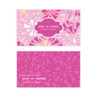 Vector pink abstract triangles horizontal frame pattern business cards set