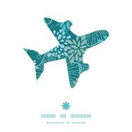 Vector blue and gray plants airplane silhouette pattern frame N2