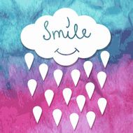 Illustration with Smiling Cloud and Rain Drops