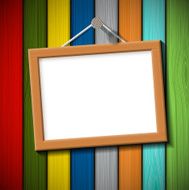 wooden frame on a colored wall