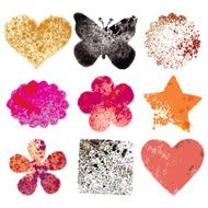 Set of 9 grunge vector shapes Design elements Vintage N4