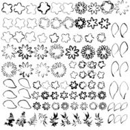 Set of grunge flower shapes Design elements Vector watercolor N4